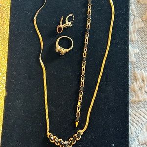 COPY - Black Onyx Diamonds gold necklace, earrings, bracelet and ring fine jewe…